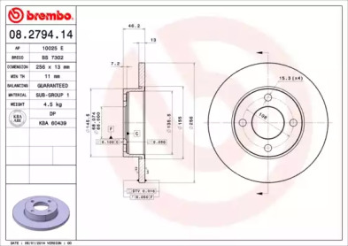 Диск гальмівний Brembo 08.2794.14