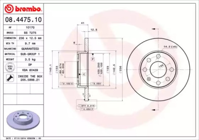Диск гальмівний Brembo 08.4475.10