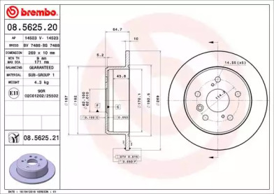Диск тормозной Brembo 08.5625.20