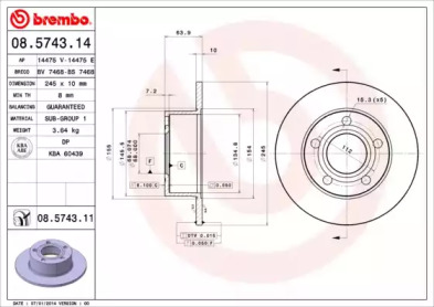 Диск гальмівний Brembo 08.5743.14