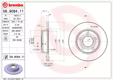 Диск гальмівний Brembo 08.9084.11