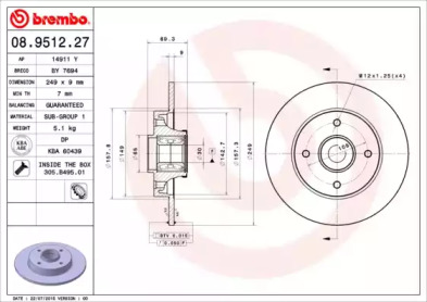Диск гальмівний Brembo 08.9512.27