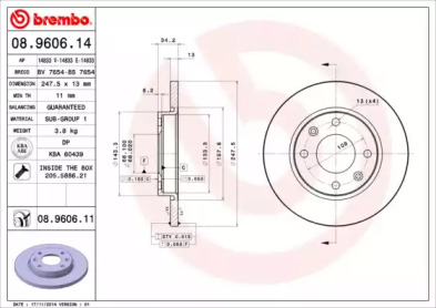 Диск тормозной Brembo 08.9606.14