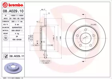 Диск гальмівний Brembo 08.A029.10