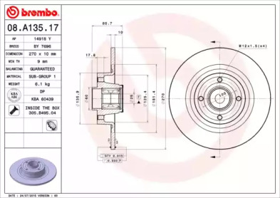 Диск тормозной Brembo 08.A135.17