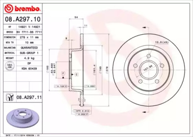 Диск тормозной Brembo 08.A297.11