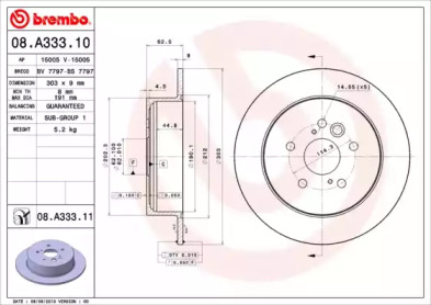 Диск тормозной Brembo 08.A333.11