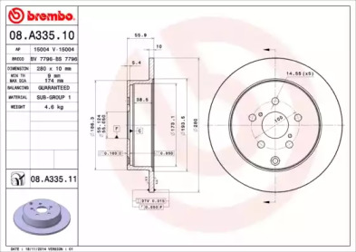 Диск тормозной Brembo 08.A335.10