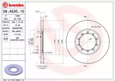 Диск тормозной Brembo 08.A530.10