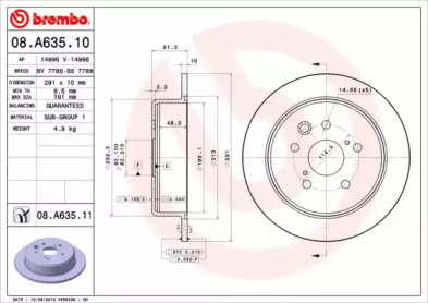 Диск гальмівний Brembo 08.A635.11