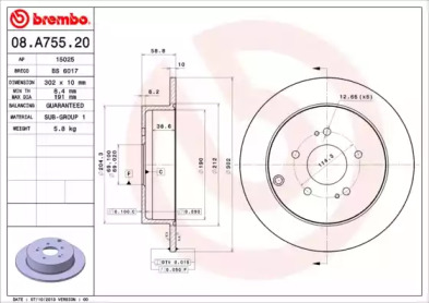 Диск тормозной Brembo 08.A755.20