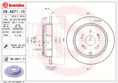 Диск тормозной Brembo 08.A871.10