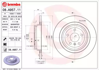 Диск гальмівний Brembo 08.A957.11