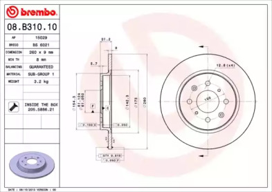 Диск тормозной Brembo 08.B310.10