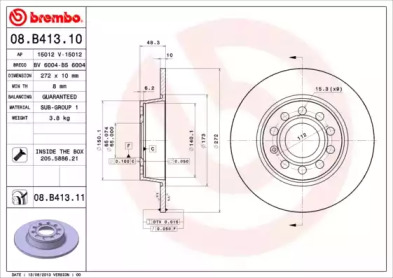 Диск гальмівний Brembo 08.B413.11
