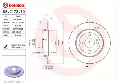 Диск тормозной Brembo 08.C172.10