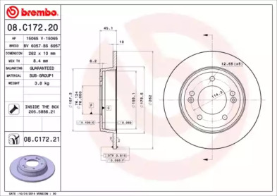 Диск тормозной Brembo 08.C172.20
