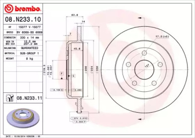 Диск гальмівний Brembo 08.N233.11