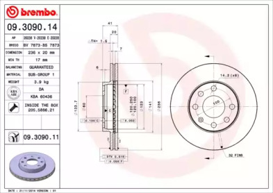 Диск гальмівний Brembo 09.3090.11