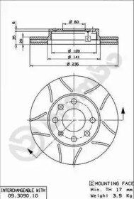 Диск гальмівний Brembo 09.3090.75