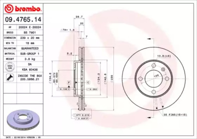 Диск тормозной Brembo 09.4765.14