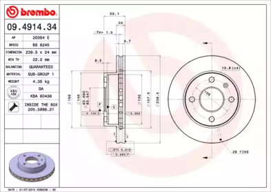 Диск тормозной Brembo 09.4914.34