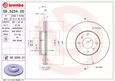 Диск тормозной Brembo 09.5254.20