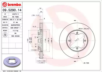 Диск тормозной Brembo 09.5290.14