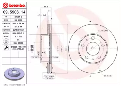 Диск тормозной Brembo 09.5906.14