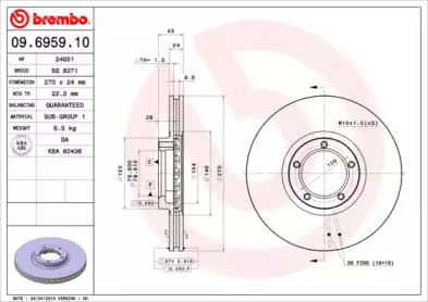 Тормозной диск Brembo 09.6959.10