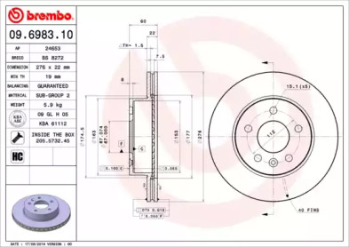 Диск тормозной Brembo 09.6983.10