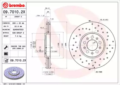 Диск тормозной Brembo 09.7010.2X