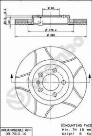 Диск гальмівний Brembo 09.7012.75