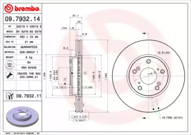 Диск тормозной Brembo 09.7932.14