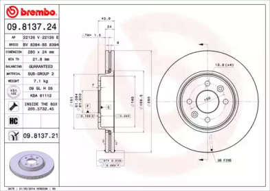 Диск тормозной Brembo 09.8137.21