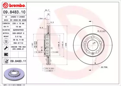 Диск гальмівний Brembo 09.8483.10