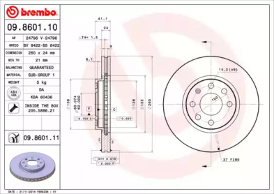 Диск тормозной Brembo 09.8601.10
