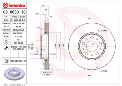 Диск тормозной Brembo 09.8633.11