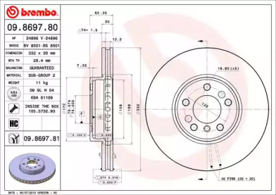 Диск тормозной Brembo 09.8697.80