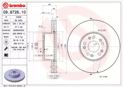 Диск гальмівний FINITO Brembo 09.8726.10