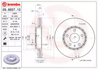 Диск тормозной Brembo 09.8937.10