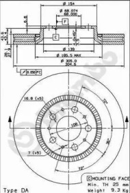 Диск тормозной (РОЗПРОДАЖ) Brembo 09.9130.75