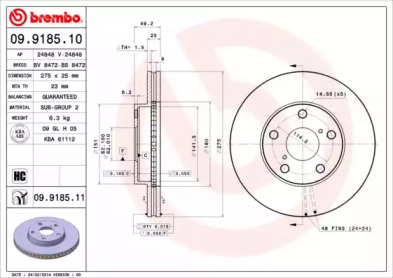 Диск тормозной Brembo 09.9185.10