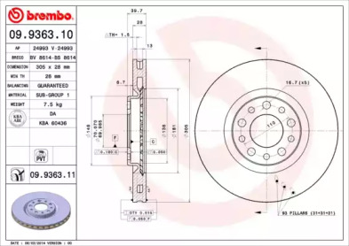 Диск тормозной Brembo 09.9363.11
