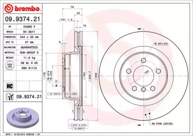 Диск тормозной FINITO Brembo 09.9374.21