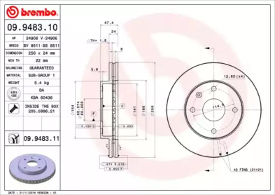 Диск гальмівний Brembo 09.9483.10