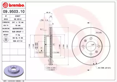 Диск тормозной Brembo 09.9503.10