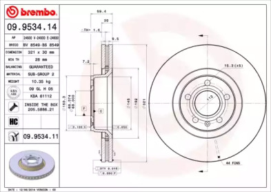 Диск тормозной Brembo 09.9534.14
