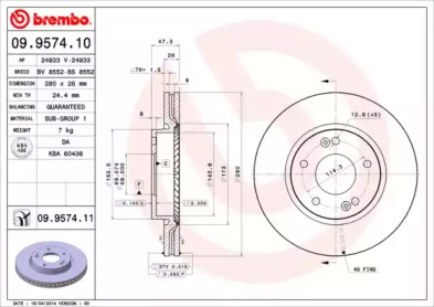 Диск гальмівний Brembo 09.9574.10