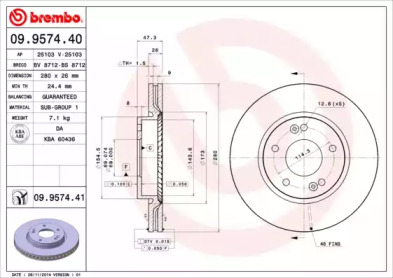Диск тормозной Brembo 09.9574.40